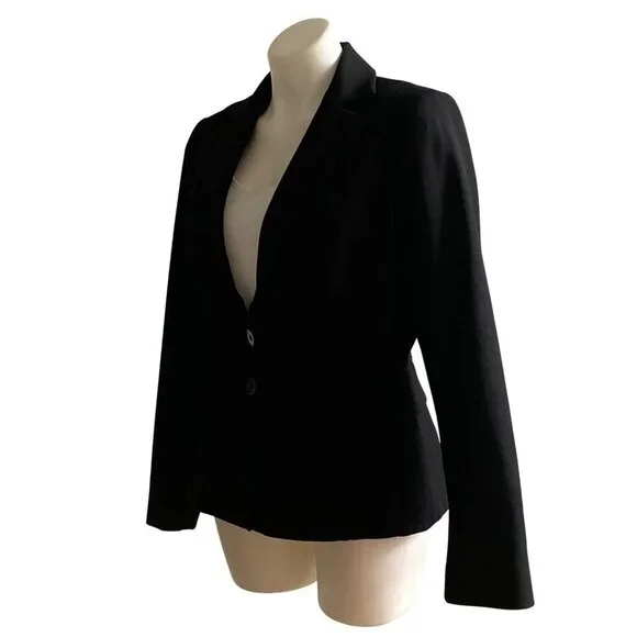 White House Black Market Signature Black Double-Button Closure Blazer, Size 10 - Picture 7 of 11